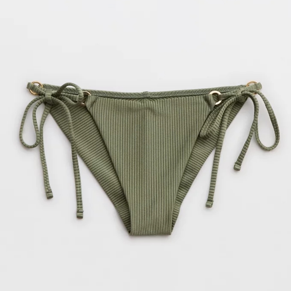 Aerie - Shine Rib Cheekiest Tie Bikini Bottom - Size S  (NWT)